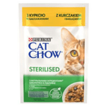Purina Cat Chow Sterilised - с пилешко месо и патладжан, хапки в сос, за кастрирани котки 85 гр.