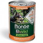 Monge BWILD Grain Free Puppy&Junior– хапки в сос с патешко, тиква и тиквички, без зърнени храни – за подрастващи кучета от всички породи 400 гр.
