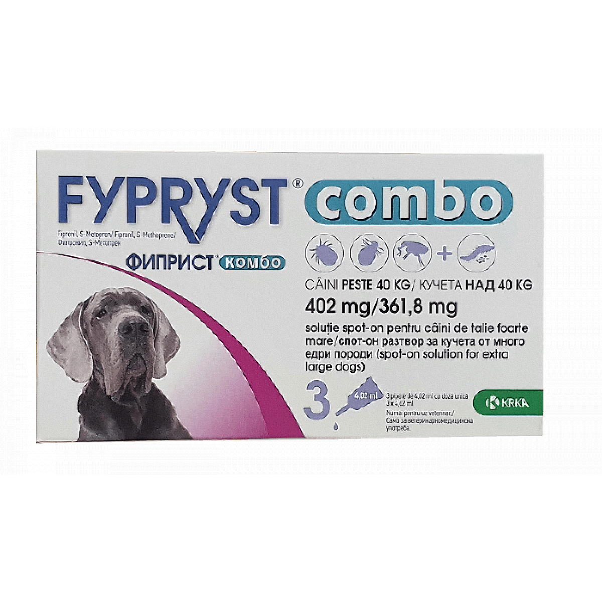 Fypryst Combo 402 mg. - за кучета с тегло над 40 кг. / 3 броя пипети /