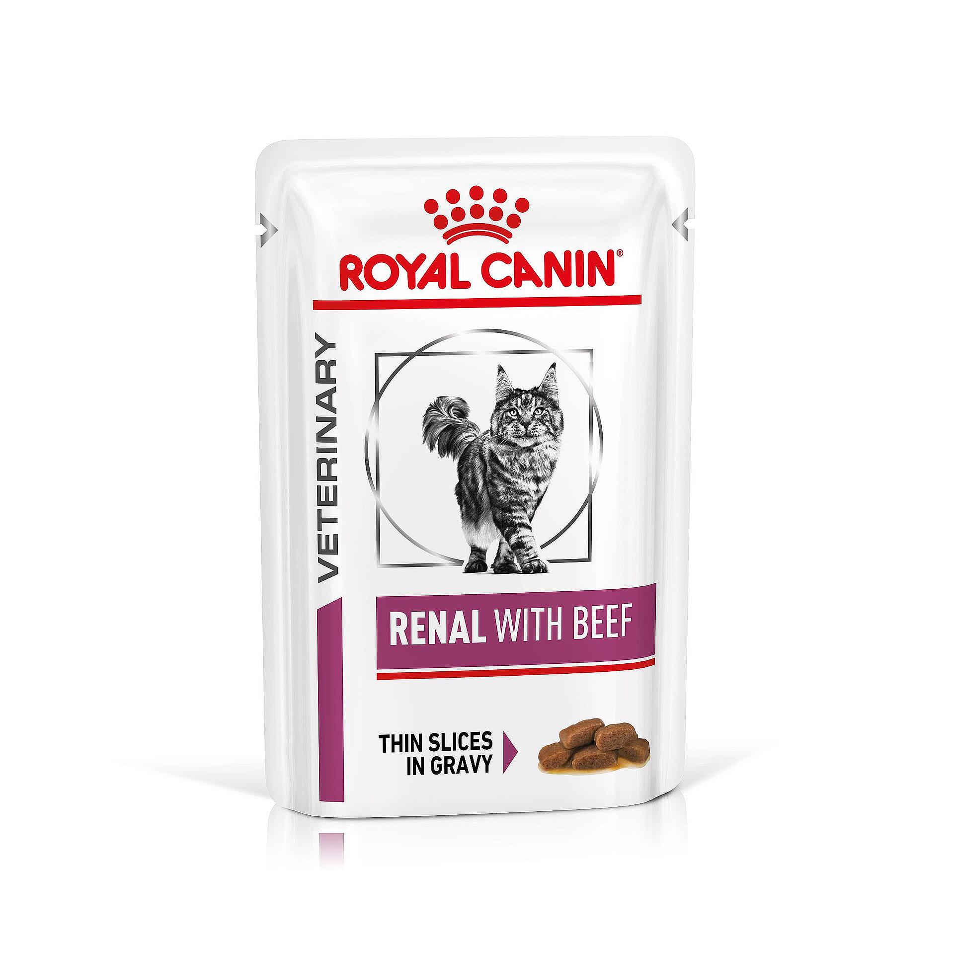 Royal Canin Renal Cat Beef - лечебна храна за котки, формулирана в подкрепа на бъбречната функция в случай на хронична или временна бъбречна недостатъчност 85гр.
