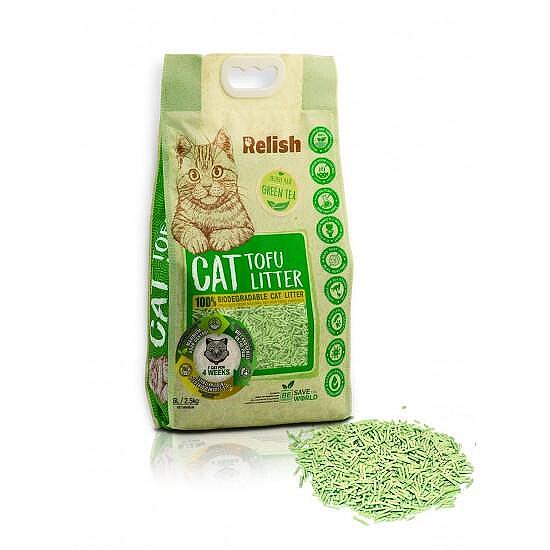 Relish Cat Tofu Litter котешка постелка тофу Зелен Чай 6 л.