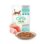 Opti Meal Pouch Sterilised with Turkey and Chicken Fillet in Sauce - За кастрирани котки над 12 месеца, с пуйка и пилешки филенца в сос 85 гр.