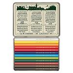 Комплект цветни моливи Faber-Castell - Polychromos Retro Special Edition, 12 цвята, неподострени, метална кутия