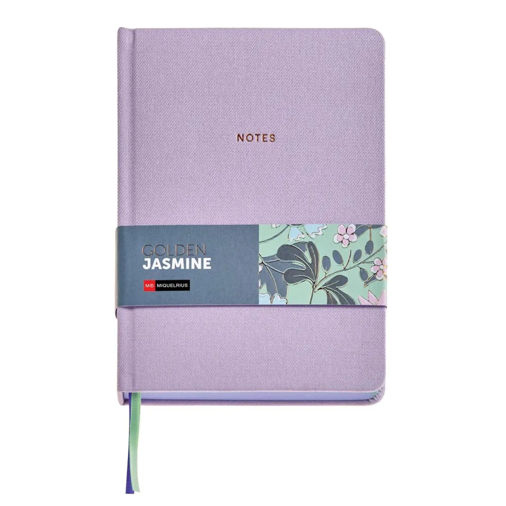 Тефтер Miquelrius - Golden Jazmin, Fabric Mauve, A5, с 96 листа, на широки редове
