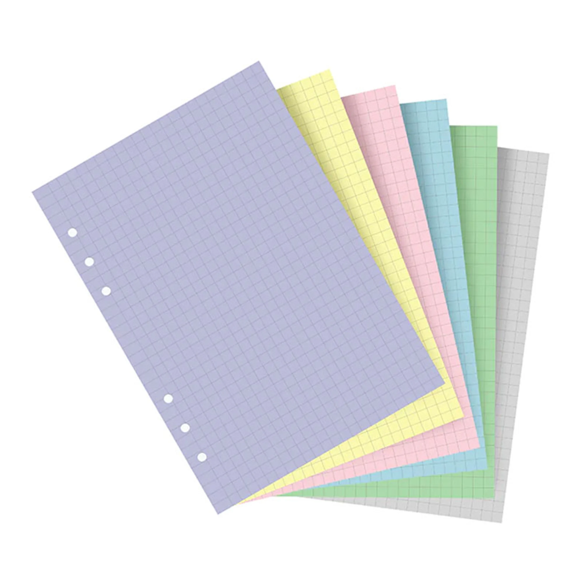 Пълнител за органайзер Filofax A5 - 60 цветни листа в пастелни тонове, на малки квадратчета
