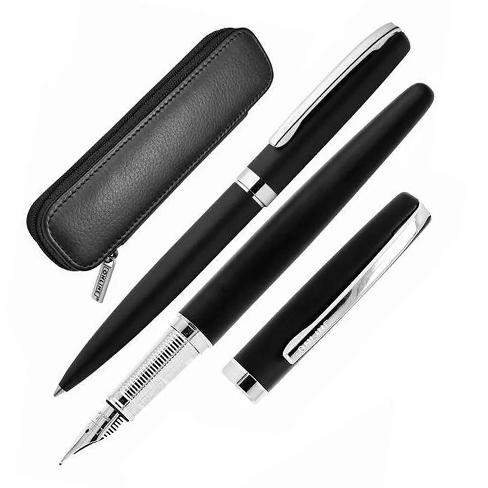 Комплект писалка и химикалка Online - Eleganza Black/Silver