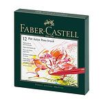Маркер-четка Faber-Castell - Pitt Artist Pen, 12 цвята