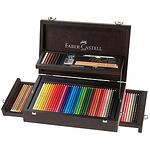 Комплект моливи и аксесоари Faber-Castell - Art & Graphic Collection, дървена кутия