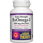 Natural Factors RxOmega 3 мастни наситени киселини за здраво сърце 600 мг 60 меки капсули | Нейчъръл факторс