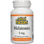 Natural Factors Мелатонин 5 мг 90 таблетки за пълноценен сън | Нейчъръл факторс