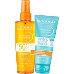 Bioderma Photoderm слънцезащитен комплект бронз сухо олио SPF30, 200 мл и Apres Soleil гел-крем за след слънце, 100 мл | Биодерма, Фотодерм