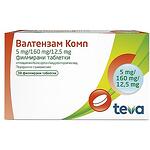 Teva Валтензам Комп 5 мг/160 мг/12.5 мг 30 таблетки | Тева