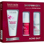 Biotrade Acne Out стартов пакет, хидратиращ крем, 20 мл + активен лосион 20 мл, Oxy Wash измиващ гел 50 мл | Биотрейд, Акне Аут