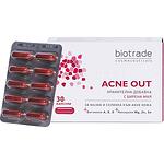 Biotrade Acne Out хранителна добавка с бирене мая за проблемна и мазна кожа, 30 капсули | Биотрейд, Акне Аут