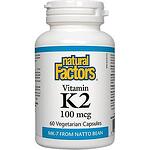 Natural Factors витамин K2 (MK-7) капсули, 60 бр. х 100 мкг | Нейчъръл факторс