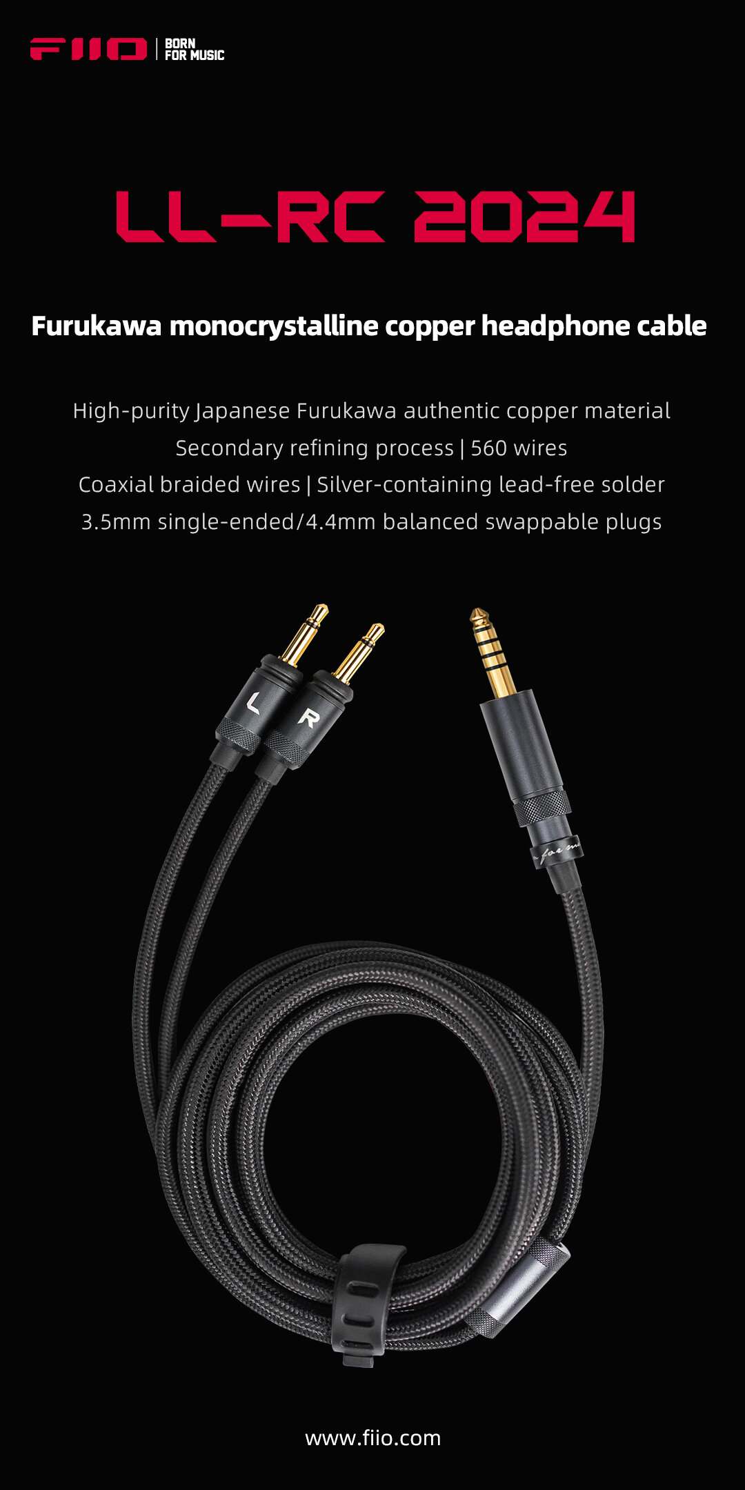 FiiO LL-RC 2024 Furukawa Monocrystalline Copper Headphone Cable