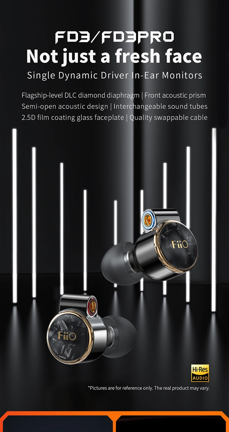 FiiO FD3 12mm DLC IEM | Acoustic Prism, MMCX, Black