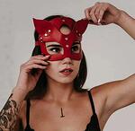 Кожена маска за лице KRISTAN KITTY RED