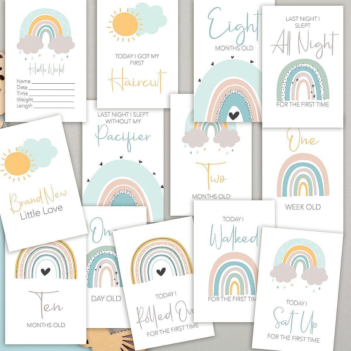 Бебе Фото-Карти / Milestone Cards – Rainbow Baby Mint