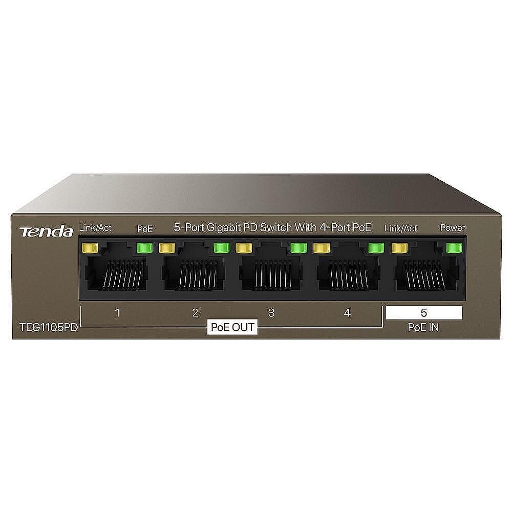 TEG1105PD - 5 портов Layer 2 PoE суич оптимизиран за системи за видеонаблюдение