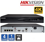 NVR 4 CHANEL HIKVISION DS-7604NI-K1/4P(B)  Ultra-HD 4K + PoE