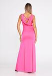Розова права офицциална рокля от сатен с цепка