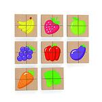 Puzzle magnetic din lemn pentru copii - Fructe si legume