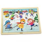 Puzzle din lemn pentru copii - Peisaj de iarnă