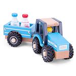 Tractor din lemn pentru copii cu remorca