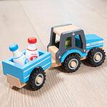 Tractor din lemn pentru copii cu remorca