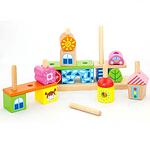 Trusă de construcție din lemn pentru copii pentru înșirare City Viga Toys