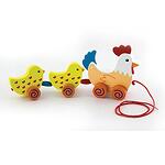 Jucărie de tragere din lemn pentru copii - Găină cu pui