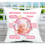 Бебешка възглавница – визитка(Розова)