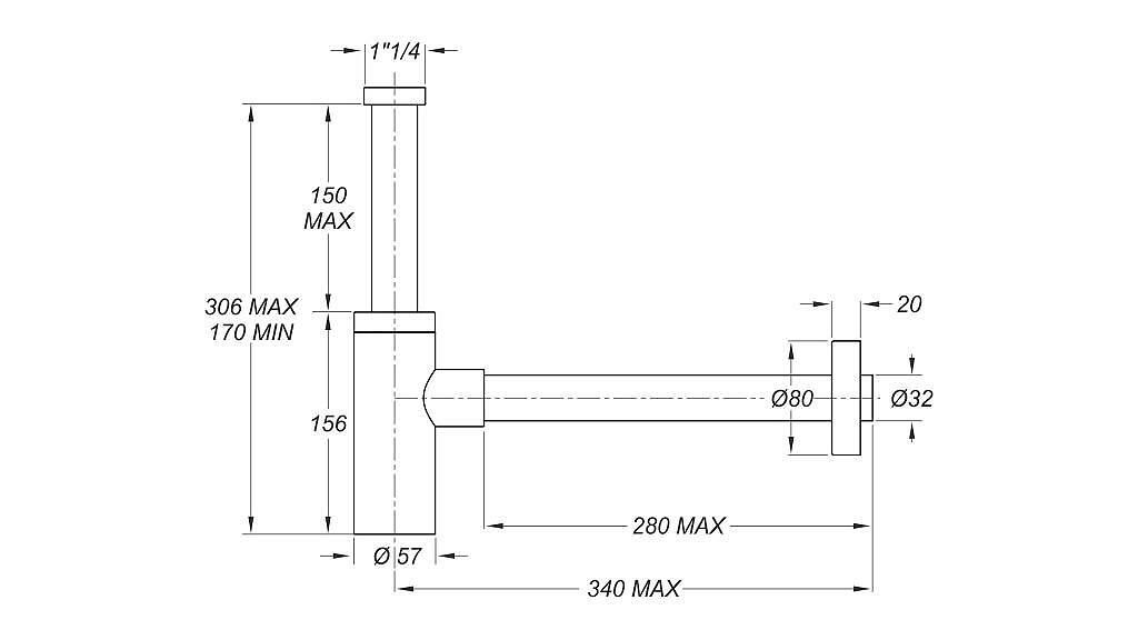 Дизайнерски сифон за мивка Bonomini Inoxmater 0581CX32K7 | Rosco