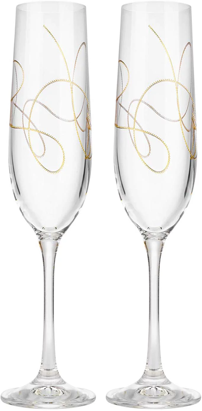 Чаши за шампанско 190 мл String Gold, 2 бр.