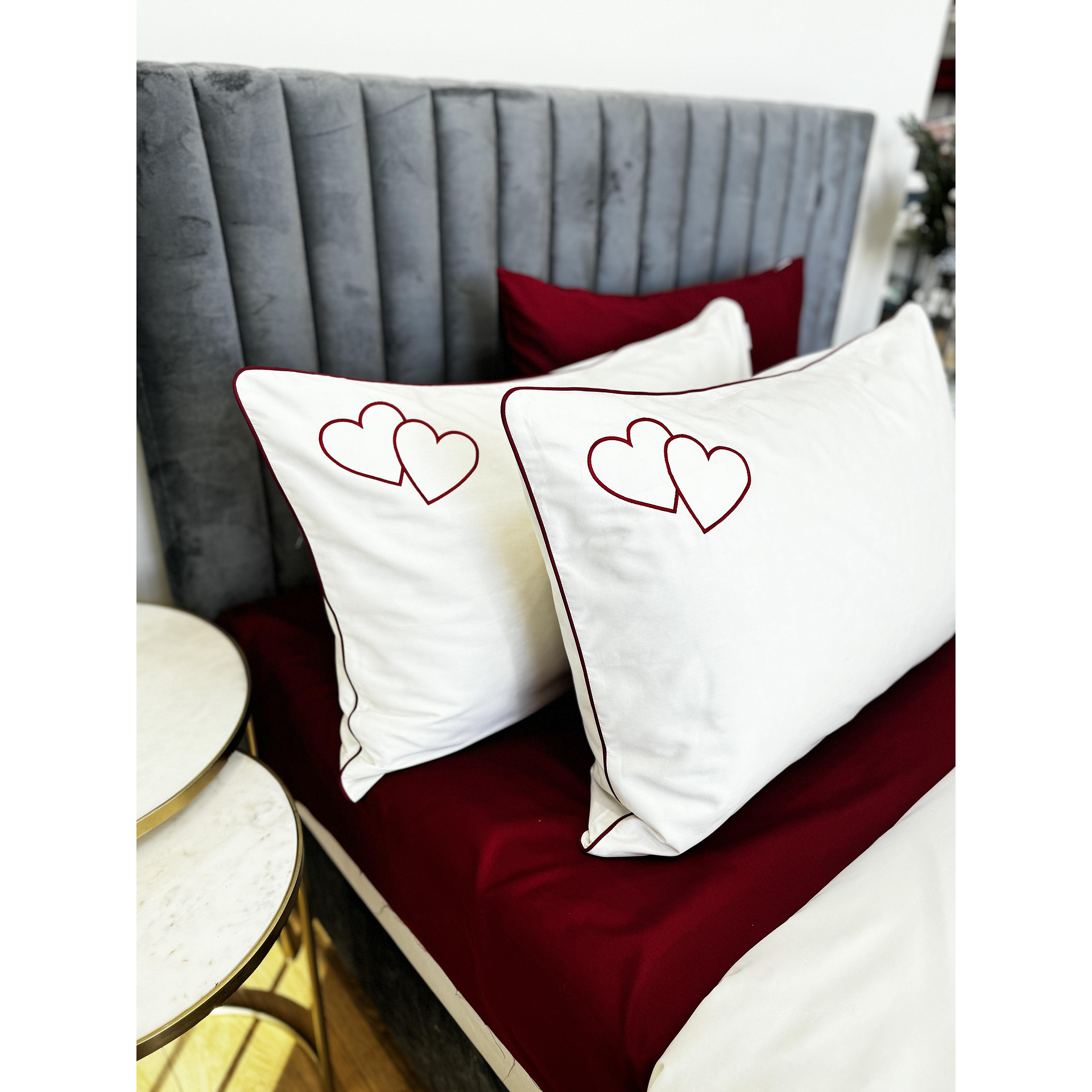 "Love" - комплект калъфки от мако сатениран памук с кант