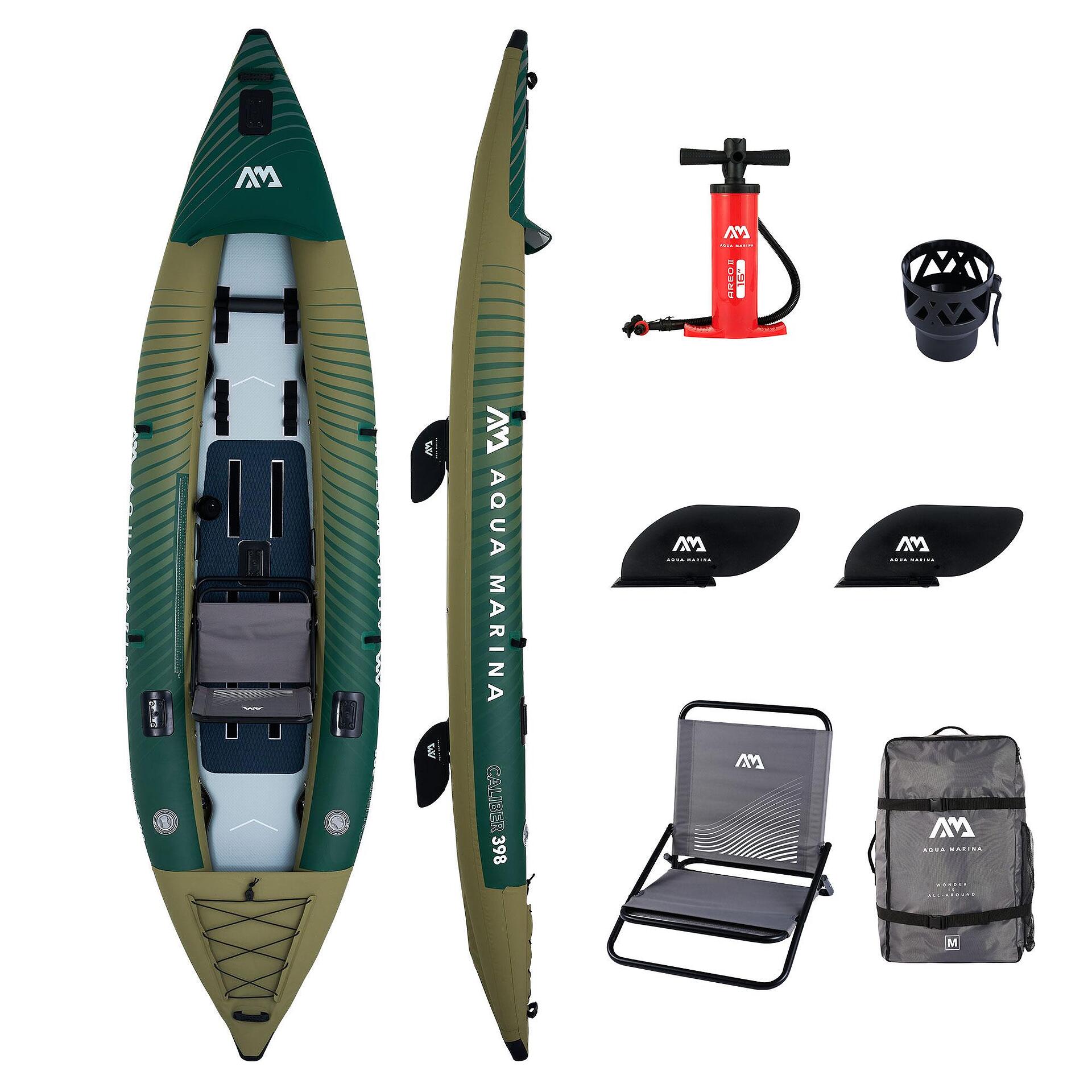 Aqua Marina - Caliber Angling Kayak 1/2-person. DWF Deck. Foldable fishing  seat x1, Cup holder. (paddle excluded)