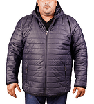 Тъмносиньо капитонирано яке с качулка