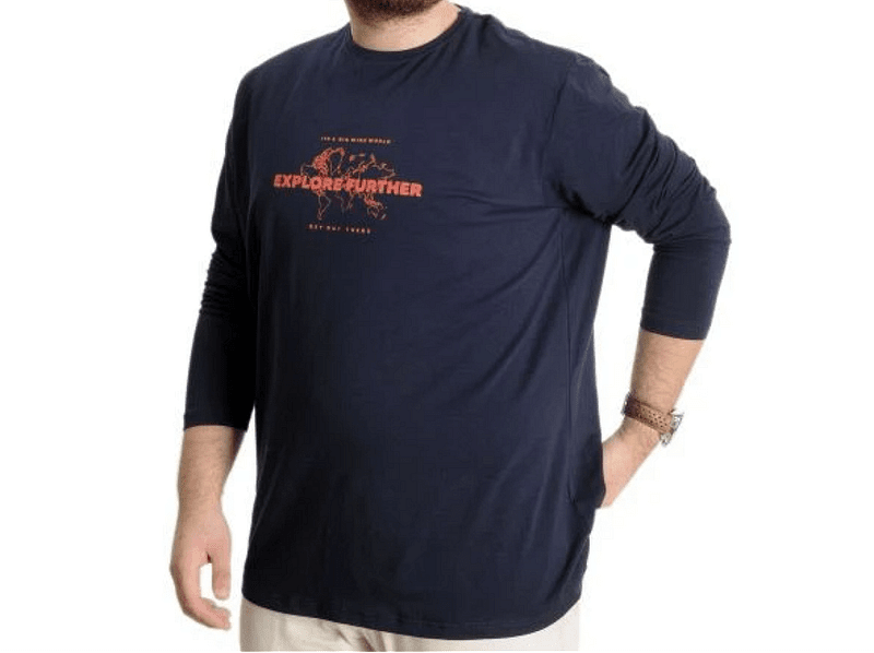 Блуза с дълъг ръкав, синя-Copy