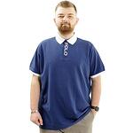 Синя тениска с бяла яка - Polo