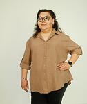 Бежова риза с нагъващ се ръкав