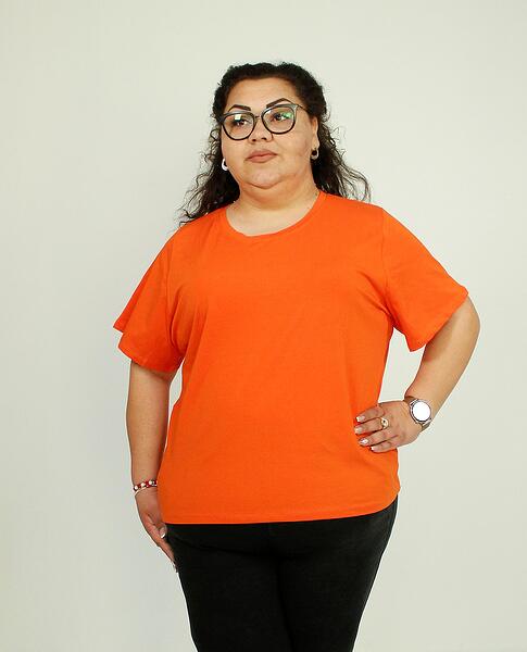 Оранжева тениска с кръгло деколте