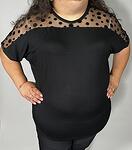 Черна блуза с дантела - ефект точки