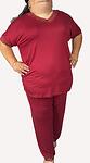 Дамска пижама с дантела в цвят бордо