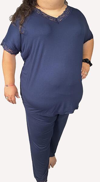 Дамска пижама с дантела в тъмносин цвят