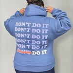 Дамски ватиран суичър с качулка- син