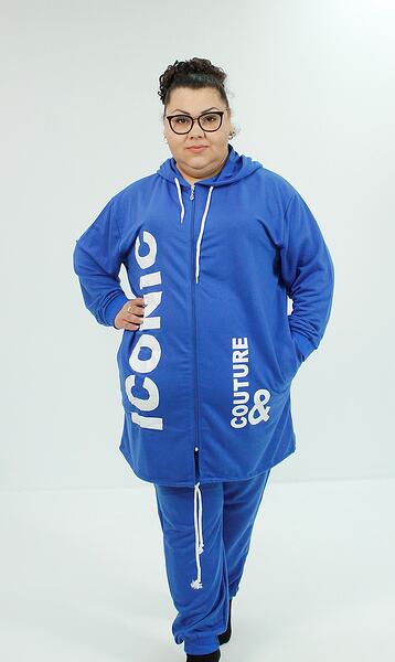 Син спортен екип от две части с щампа ICONIC