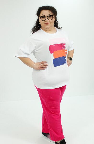 Спортен комплект с цикламено долнище и къс ръкав