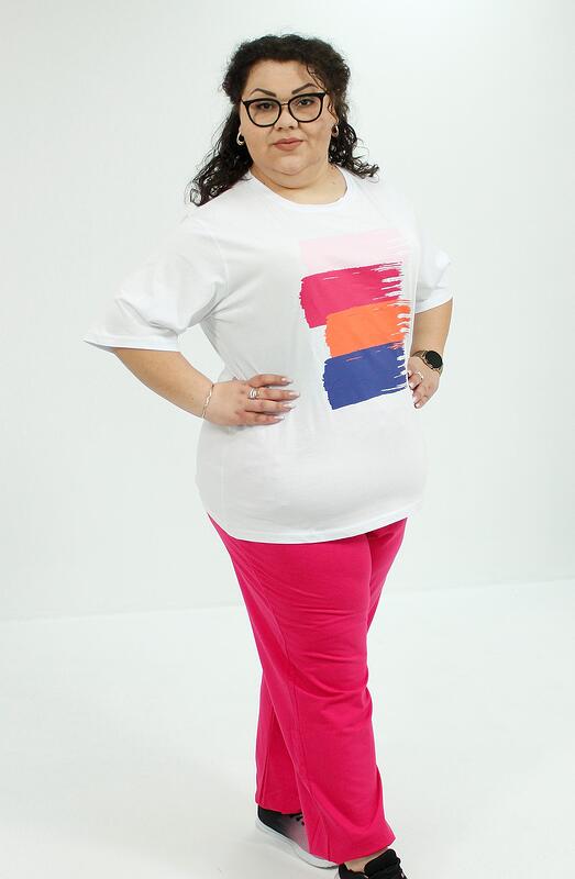 Спортен комплект с цикламено долнище и къс ръкав