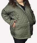 Масленозелено есенно яке с качулка - ефект ромб